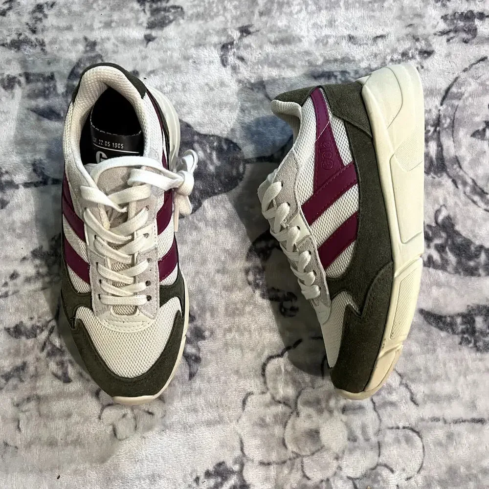 Gola Classics Women's Tempest Sneakers Off White/Khaki/Raspberry Sz 5